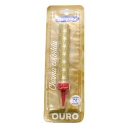 BOMPACK VELA CHAMA COLORIDA OURO 